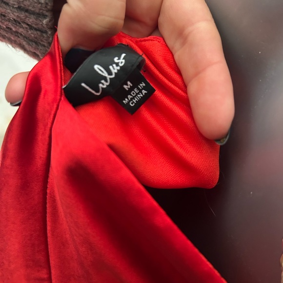 Lulu's Vibrant Red Backless Dress with Gold Chain Straps - Picture 5 of 5